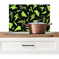 KitchenYeah Spatscherm keuken 60x40 cm - Kookplaat achterwand Vormen - Pijlen - Abstract - Zwart - Muurbeschermer - Spatwand fornuis - Hoogwaardig aluminium