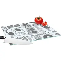 KitchenYeah Glazen Snijplank - 39x28 - DJ - Koptelefoon - Vintage - Tekening - Design - Snijplanken Glas