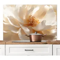 KitchenYeah Spatscherm keuken 120x80 cm - Kookplaat achterwand Close up - Pioenroos - Wit - Muurbeschermer - Spatwand fornuis - Hoogwaardig aluminium