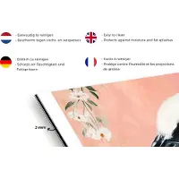 KitchenYeah Spatscherm keuken 100x65 cm - Kookplaat achterwand Zwaan - Dieren - Bloemen - Pastel - Wit - Muurbeschermer - Spatwand fornuis - Hoogwaardig aluminium