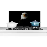 KitchenYeah Spatscherm keuken 90x45 cm - Kookplaat achterwand Adelaar - Vogel - Zwart - Muurbeschermer - Spatwand fornuis - Hoogwaardig aluminium