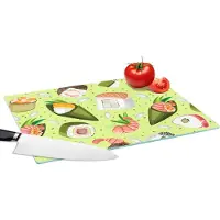 KitchenYeah Glazen Snijplank - 39x28 - Patronen - Sushi - Japan - Groen - Snijplanken Glas
