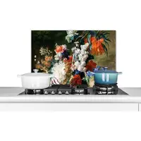 KitchenYeah Spatscherm keuken - Kunst - Bloemen - Boeket - Oude meesters - Spatwand - Keuken achterwand - 70x50 cm - Wanddecoratie