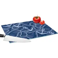 KitchenYeah Glazen Snijplank - 39x28 - Patronen - Anker - Touw - Snijplanken Glas