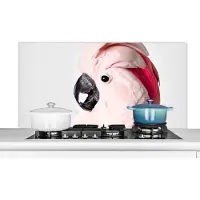 KitchenYeah Spatscherm keuken 120x60 cm - Kookplaat achterwand Kaketoe - Roze - Dieren - Natuur - Muurbeschermer - Spatwand fornuis - Hoogwaardig aluminium