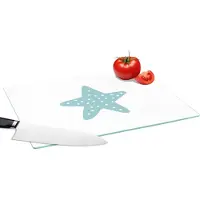 KitchenYeah Glazen Snijplank - 39x28 - Ster - Stippen - Pastel - Meiden - Jongens - Kids - Snijplanken Glas