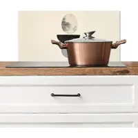 KitchenYeah Spatscherm keuken 60x30 cm - Kookplaat achterwand Beige - Japandi - Wabi sabi - Muurbeschermer - Spatwand fornuis - Hoogwaardig aluminium
