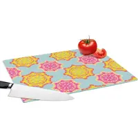 KitchenYeah Glazen Snijplank - 39x28 - Flower Power - Design - Hippie - Snijplanken Glas