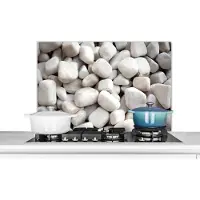 KitchenYeah Spatscherm - Grind - Wit - Stenen - Spatwand - Keuken achterwand - Kookplaat - 80x55 cm