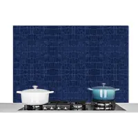 KitchenYeah Spatscherm - Muurbeschermer - Leer - Blauw - Structuur - Dierenhuid - 120x80 cm - Spatwand fornuis