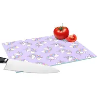 KitchenYeah Glazen Snijplank - 28x20 - Eenhoorn - Pastel - Patronen - Snijplanken Glas