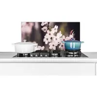 KitchenYeah Spatscherm keuken 60x30 cm - Kookplaat achterwand Bloemen - Wit - Natuur - Plant - Bloesem - Muurbeschermer - Spatwand fornuis - Hoogwaardig aluminium