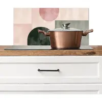 KitchenYeah Spatscherm keuken 60x30 cm - Kookplaat achterwand Vormen - Abstract - Cirkel - Zwart - Muurbeschermer - Spatwand fornuis - Hoogwaardig aluminium