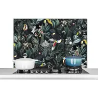 KitchenYeah Spatscherm keuken 100x65 cm - Kookplaat achterwand Bloemen - Vogel - Toekan - Muurbeschermer - Spatwand fornuis - Hoogwaardig aluminium