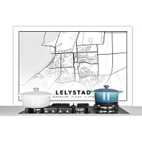 KitchenYeah Spatscherm keuken 120x80 cm - Kookplaat achterwand Stadskaart - Lelystad - Nederland - Muurbeschermer - Spatwand fornuis - Hoogwaardig aluminium - Plattegrond