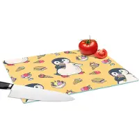 KitchenYeah Glazen Snijplank - 39x28 - IJs - Pinguïn - Pooldieren - Kinderen - Design - Snijplanken Glas