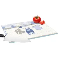 KitchenYeah Glazen Snijplank - 39x28 - Baby kleren - Waslijn - Teddybeer - Patroon - Snijplanken Glas
