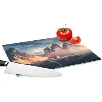 KitchenYeah Glazen Snijplank - 28x20 - Huis - Bergen - Landschap - Snijplanken Glas