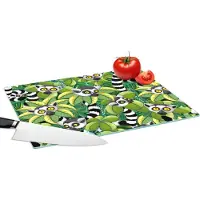 KitchenYeah Glazen Snijplank - 39x28 - Patroon - Jungle - Ringstaartmaki - Snijplanken Glas
