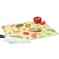 KitchenYeah Glazen Snijplank - 39x28 - Patroon - Eten - Groente - Snijplanken Glas