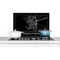 KitchenYeah Spatscherm keuken 70x50 cm - Kookplaat achterwand Plattegrond - Bergen op Zoom - Stadskaart - Kaart - Muurbeschermer - Spatwand fornuis - Hoogwaardig aluminium