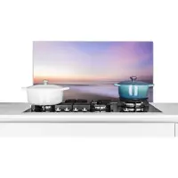 KitchenYeah Spatscherm keuken 90x45 cm - Kookplaat achterwand Strand - Kleuren - Pastel - Muurbeschermer - Spatwand fornuis - Hoogwaardig aluminium