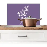KitchenYeah Spatscherm keuken 60x40 cm - Kookplaat achterwand Tak - Sierlijk - Bladeren - Minimalistisch - Muurbeschermer - Spatwand fornuis - Hoogwaardig aluminium