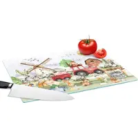 KitchenYeah Glazen Snijplank - 39x28 - Boerderij - Trekker - Kinderen - Dieren - Snijplanken Glas