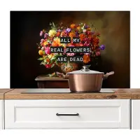 KitchenYeah Spatscherm keuken 100x65 cm - Kookplaat achterwand Kleur - Bloemen - Vintage - Bloemenvaas - Muurbeschermer - Spatwand fornuis - Hoogwaardig aluminium