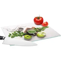 KitchenYeah Glazen Snijplank - 28x20 - Kruiden - Appel - Smoothie - Snijplanken Glas