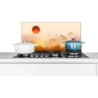KitchenYeah Spatscherm keuken 60x30 cm - Kookplaat achterwand Schilderij - Zon - Landschap - Vogels - Muurbeschermer - Spatwand fornuis - Hoogwaardig aluminium