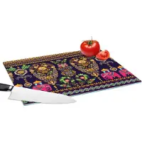 KitchenYeah Glazen Snijplank - 39x28 - Patronen - Olifant - Roze - Snijplanken Glas