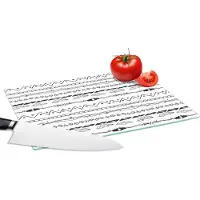 KitchenYeah Glazen Snijplank - 28x20 - Patroon - Tieners - Veren - Hart - Snijplanken Glas