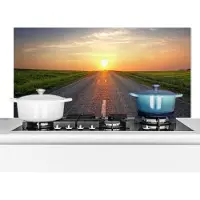 KitchenYeah Spatscherm keuken 90x45 cm - Kookplaat achterwand Zonsopkomst boven de weg - Muurbeschermer - Spatwand fornuis - Hoogwaardig aluminium