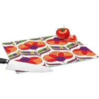 KitchenYeah Glazen Snijplank - 39x28 - Retro - Flower Power - Vintage - Kleuren - Snijplanken Glas