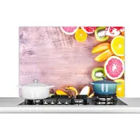 KitchenYeah Spatscherm keuken 100x65 cm - Kookplaat achterwand Fruit - Citrus - Keuken - Zomer - Muurbeschermer - Spatwand fornuis - Hoogwaardig aluminium
