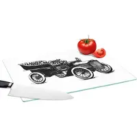 KitchenYeah Glazen Snijplank - 39x28 - Oude retro auto - Snijplanken Glas