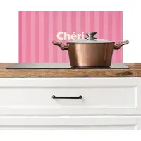 KitchenYeah Spatscherm keuken 70x30 cm - Kookplaat achterwand Gestreept - Roze - Chéri - Muurbeschermer - Spatwand fornuis - Hoogwaardig aluminium