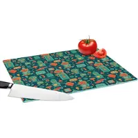 KitchenYeah Glazen Snijplank - 39x28 - Patroon - Robot - Skateboard - Jongens - Kinderen - Kids - Baby - Snijplanken Glas