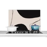 KitchenYeah Spatscherm keuken 90x60 cm - Kookplaat achterwand Pastel - Zwart - Minimalisme - Muurbeschermer - Spatwand fornuis - Hoogwaardig aluminium