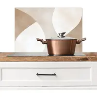 KitchenYeah Spatscherm keuken 70x50 cm - Kookplaat achterwand Bruin - Japandi - Abstract - Muurbeschermer - Spatwand fornuis - Hoogwaardig aluminium