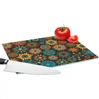 KitchenYeah Glazen Snijplank - 28x20 - Bohemian - Vintage - Bloem - Flora - Snijplanken Glas