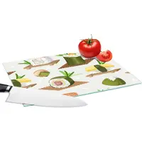 KitchenYeah Glazen Snijplank - 28x20 - Sushi - Patronen - Eten - Snijplanken Glas