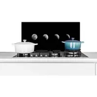 KitchenYeah Spatscherm keuken 60x30 cm - Kookplaat achterwand Zwart - Wit - Maan - Maanfase - Ruimte - Muurbeschermer - Spatwand fornuis - Hoogwaardig aluminium