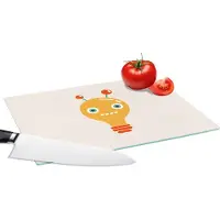 KitchenYeah Glazen Snijplank - 28x20 - Robot - Gloeilamp - Gezicht - Antenne - Kinderen - Snijplanken Glas