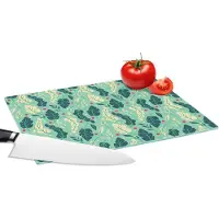 KitchenYeah Glazen Snijplank - 28x20 - Bladeren - Bes - Patroon - Winter - Snijplanken Glas