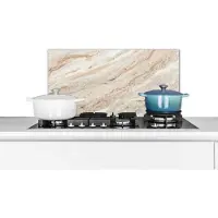 KitchenYeah Spatscherm keuken 60x30 cm - Kookplaat achterwand Marmer - Stenen - Kwarts - Textuur - Muurbeschermer - Spatwand fornuis - Hoogwaardig aluminium