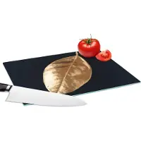 KitchenYeah Glazen Snijplank - 28x20 - Bladeren - Black en gold - Luxe - Natuur - Planten - Snijplanken Glas