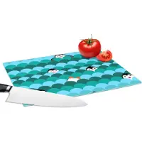 KitchenYeah Glazen Snijplank - 28x20 - Cirkel - Pinguïn - Design - Snijplanken Glas