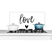 KitchenYeah Spatscherm keuken 90x45 cm - Kookplaat achterwand Love - Quotes - Spreuken - Muurbeschermer - Spatwand fornuis - Hoogwaardig aluminium